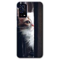 Oppo A55 Kılıf HD Desen Baskılı Arka Kapak + Temperli Cam - Kedi Bakışı