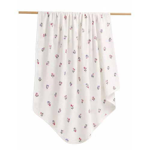 90*100 Cm Çiçek Baskılı Çift Katlı Bebek Battaniyesi