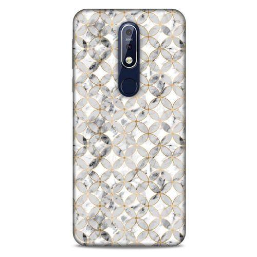 Mermer Desenli (37) Tema Silicone Cover Gümüş Gri Nokia 7.1 Kılıf