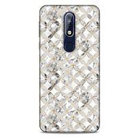Mermer Desenli (37) Tema Silicone Cover Gümüş Gri Nokia 7.1 Kılıf