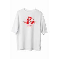 19 Mayıs Atatürk Temalı Gençlik Ve Spor Bayramı Bisiklet Yaka T-shirt - Beyaz