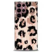 Samsung Galaxy S22 Ultra Kılıf HD Baskılı Kılıf - Leopar + Tam Ekran Koruyucu
