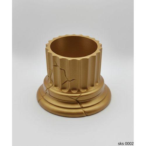 Gold Klasik Sutun Form Mini Dekoratif Saksi 7 Cm Masa Ustu Ofis Dekoru
