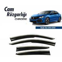 Honda Civic Uyumlu Fc5 Kromlu Cam Rüzgarlığı 2016+ Sunplex Krom Rüzgarlı