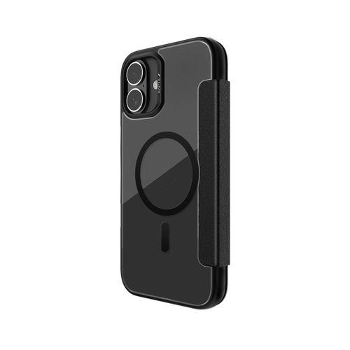 Apple iPhone 16 Kılıf M-safe Şarj Özellikli Vegan Deri Tasarımlı Şeffaf Arka Yüzey Kartlıklı Raptic Urban Folio Serisi Kapak