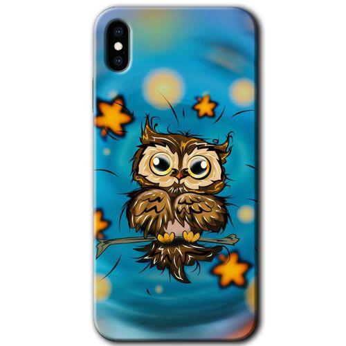 iPhone X Kılıf HD Desen Baskılı Arka Kapak + Mat Kobra Cam - Owl Bird Stars
