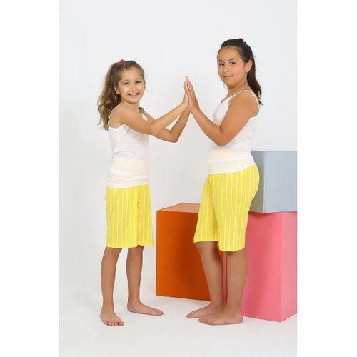 Kız Çocuk İp Askılı Şortlu Penye Beyaz Pijama Takım