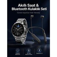 Alarm Ve Titreşim Özellikli Akıllı Saat Ve Mikrofonlu Kablolu Bluetooth Kulaklık 60 Saat