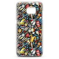 Samsung Galaxy S7 Edge Kılıf Dambıl Bilardo Doodle Arka Kapak Koruma Desenli Full Koruyucu