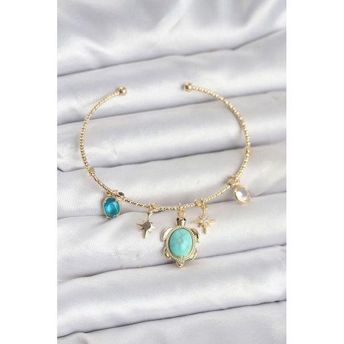 Caretta Caretta Charmlı Gold Renk Kadın Bileklik