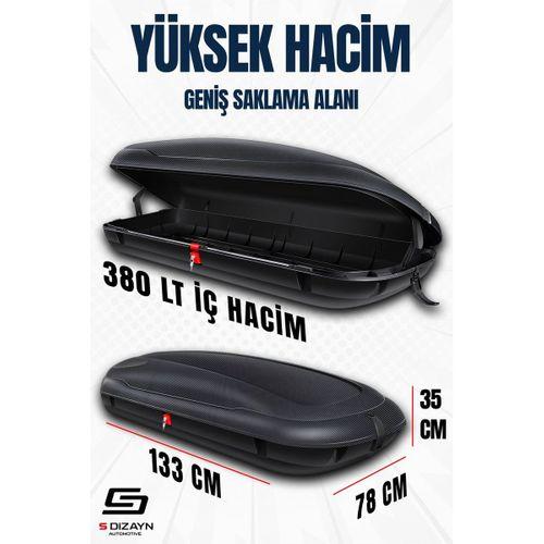 Araç Üzeri Port Bagaj Karbon Fiber Desen 380 Litre Enjeksiyon Plastik