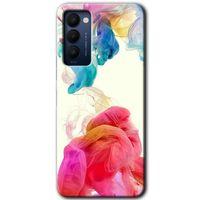 MRCİLETİSİM Tecno Camon 18 Kılıf HD Desen Baskılı Arka Kapak+Temperli Cam - Gökkuşağı Color