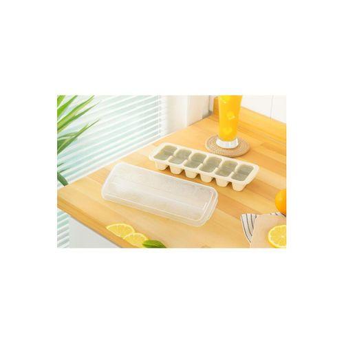 Kapaklı Büyük Boy Buz Kalıbı 12 Gözlü Buzluk Ekru