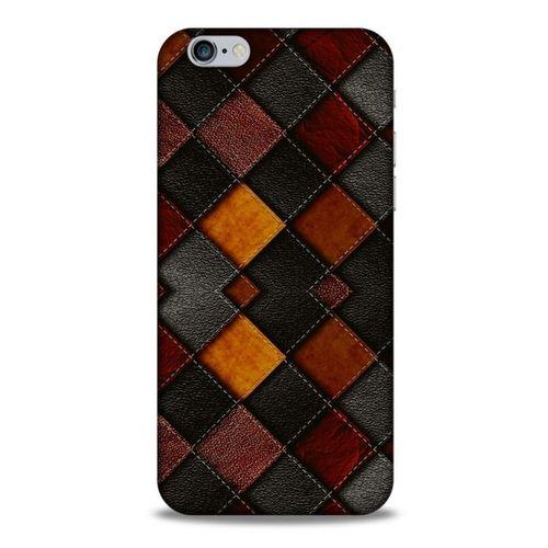 Apple Iphone 6S Kılıf Patchwork (1) Kılıfı Kahverengi Bordo