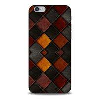 Apple Iphone 6S Kılıf Patchwork (1) Kılıfı Kahverengi Bordo