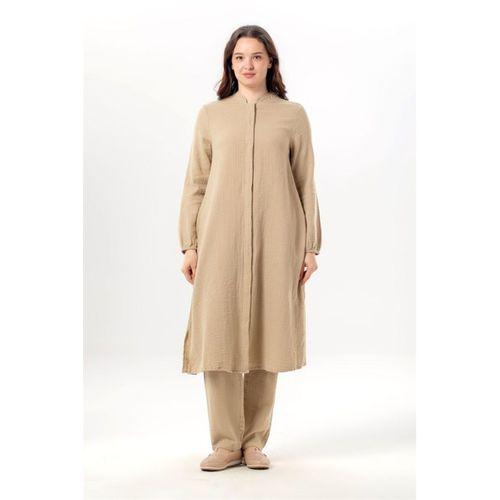 Uzun Kol Yaren Hakim Yaka Yazlık Müslin Tunik Vizon Vzn