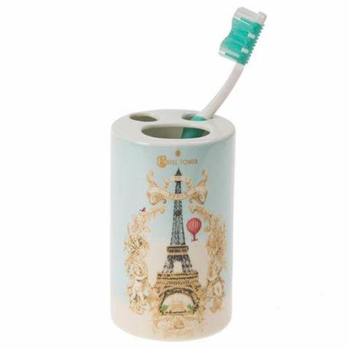 2 Adet Seramik Diş Fırçalık Romantik Yeşil Model 7X7X11Cm Banyo Seti