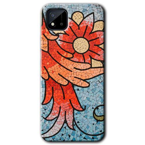 Realme C11 Kılıf HD Desen Baskılı Arka Kapak - Mozaik Çiçek