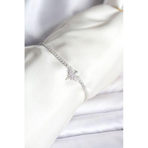 Anka Kuşu Model Zirkon Taşlı Gümüş Renk Pirinç Su Yolu Kadın Bileklik