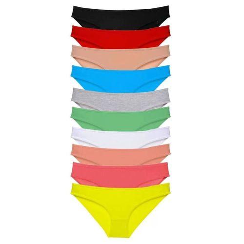 10 Adet Süper Eko Set Likralı Kadın Slip Külot Çok Renkli