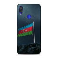Xiaomi Redmi Note 7 Uyumlu Kılıf Azarbaijan (27) Tasarımlı Kılıf Mavi Beyaz