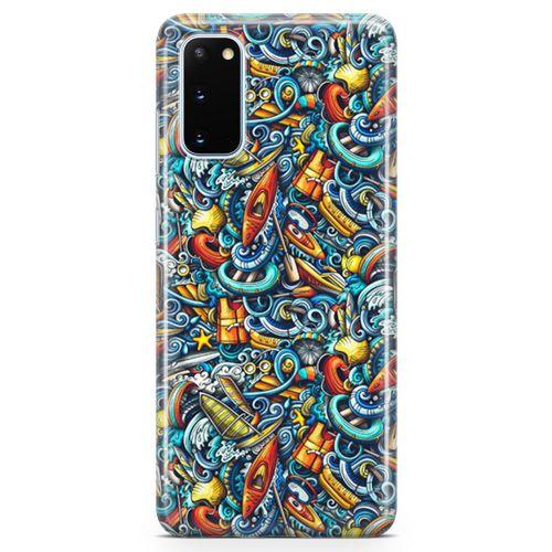 Samsung Galaxy S20 Kılıf Deniz Sporları Doodle Arka Kapak Koruma Desenli Full Koruyucu