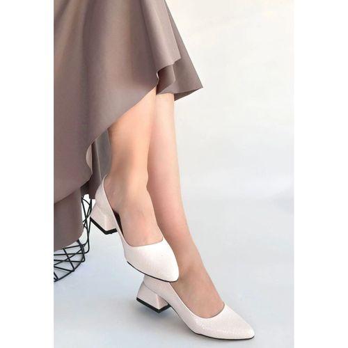 Nitya Bej Baskılı Rugan Topuklu Ayakkabı