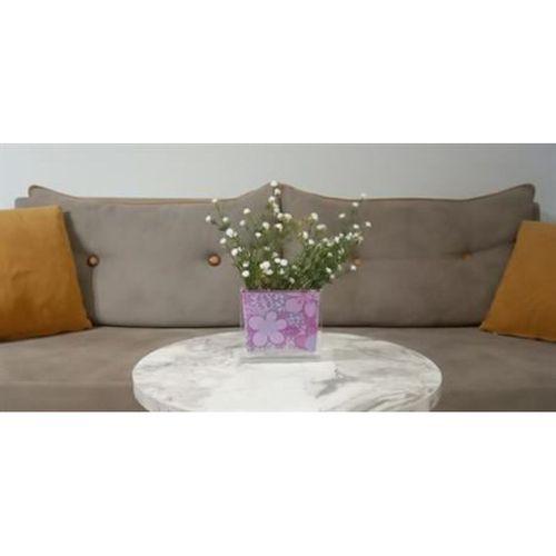 2 Adet Vazo Dahil,Vazoda Çiçek,Beyaz Yapay Çiçek,Vazo Dekoratif Pembe Çiçekli  10X15X3Cm