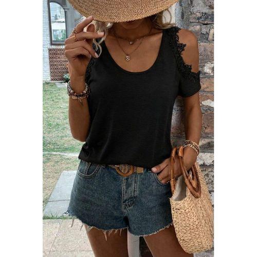 Kadın Omuzlardan Açık Yuvarlak Yakalı Viskon Bluz