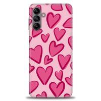 Samsung Galaxy A04S Kılıf HD Baskılı Kılıf - Pembe Kalp + Tam Ekran Koruyucu