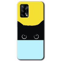 MRCİLETİSİM Oppo A74 Kılıf Kapak - Kara-Kedi +Hayalet Ekran Yandan Gözükmez