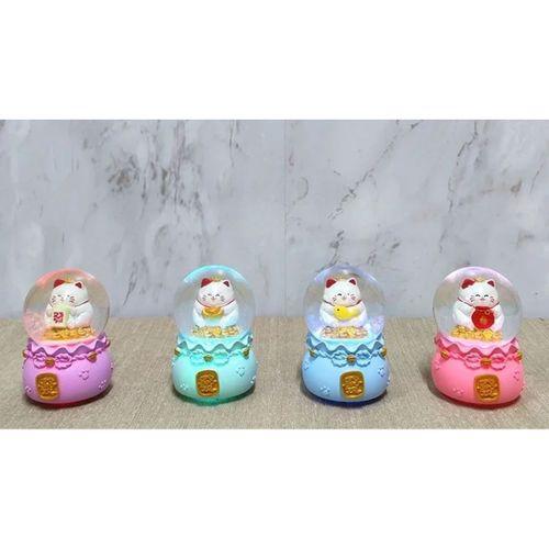 Şans Kedisi Işıklı Kar Küresi Alk4914