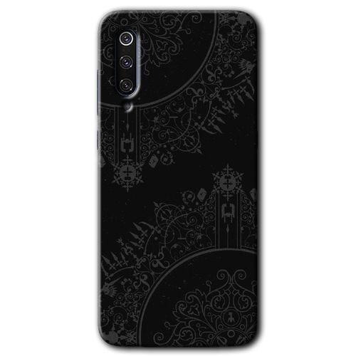 Xiaomi Mi 9 Kılıf HD Desen Baskılı Arka Kapak - Siyah Mandala + Kırılmaz Cam