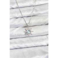 316L Çelik Zincir Gümüş Renk Kutup Yıldızı Model Zirkon Taşlı Kadın Kolye