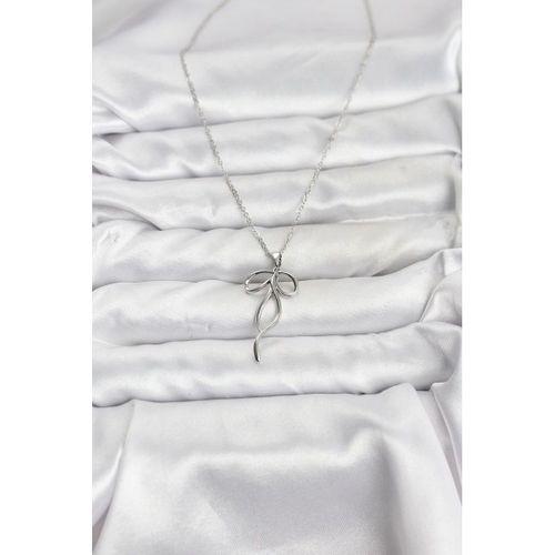 316L Çelik Zincir Gümüş Renk Fiyonk Model Kadın Kolye