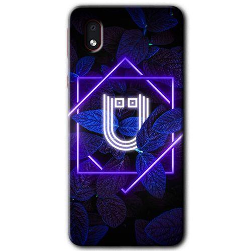 Potkal Hediye Fabrikası Samsung Galaxy A01 Core Kılıf HD Desen Baskılı Arka Kapak - Dark Neon Yaprak Ü Harfi