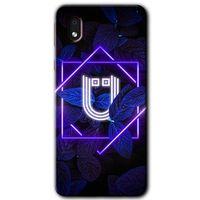 Potkal Hediye Fabrikası Samsung Galaxy A01 Core Kılıf HD Desen Baskılı Arka Kapak - Dark Neon Yaprak Ü Harfi