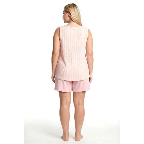 Kadın Büyük Beden Fitilli Şortlu Pijama Takımı – Pudra