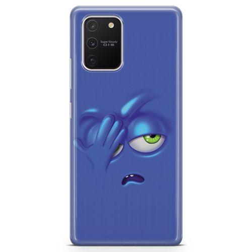 Samsung Galaxy A91 Kılıf Mutsuz Mavi Arka Kapak Koruma Desenli Full Koruyucu