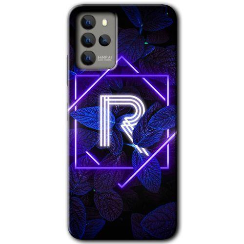 Omix X700 Kılıf HD Desen Baskılı Arka Kapak - Dark Neon Yaprak R Harfi