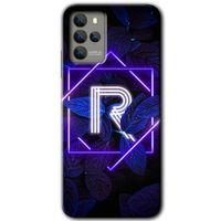 Omix X700 Kılıf HD Desen Baskılı Arka Kapak - Dark Neon Yaprak R Harfi