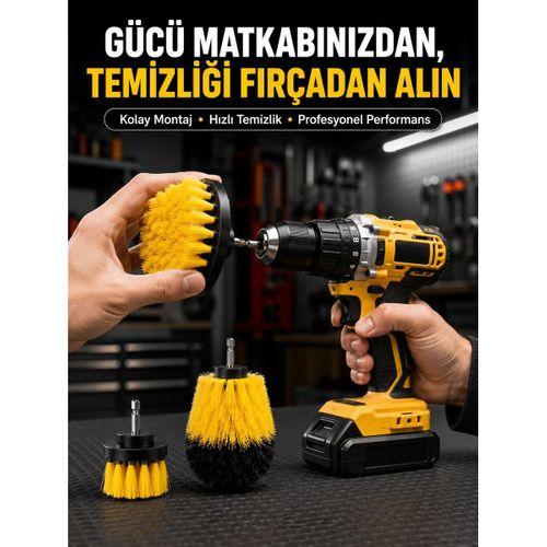 Matkap Uyumlu Temizlik Fırçası Seti 3’lü Çok Amaçlı