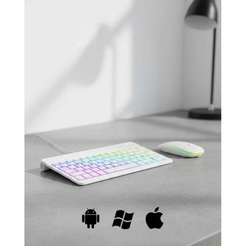 Türkçe Q Aydınlatmalı Klavye Mouse Seti Kablosuz Bluetooth Destekli