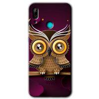 MRCİLETİSİM Huawei P smart 2019 Kılıf HD Desen Baskılı Arka Kapak + Temperli Cam - Owl Bird Branch