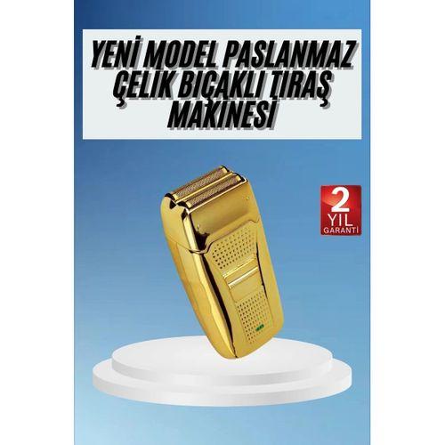 Sakal Kesme Tıraş Makinesi Paslanmaz Çelik Gold Şarjlı