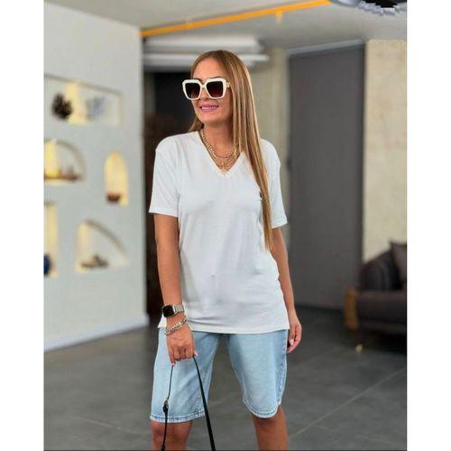 Kadın Kısa Kollu V Yaka Bluz