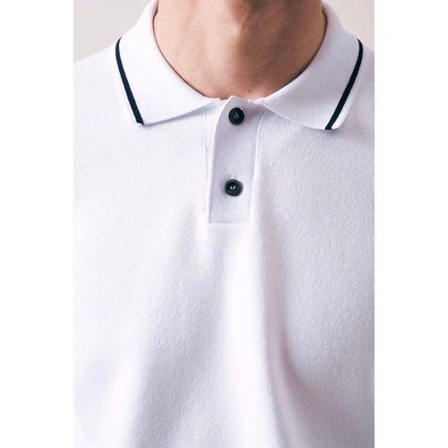 Austen Kontrast Biyeli Düğmeli Polo Yaka Kısa Kollu İnce Triko Erkek T-Shirt - Ekru