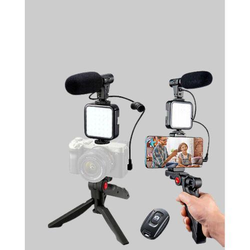 Profesyonel Vlog Çekim Kiti Led Işıklı Tripod Mikrofonlu Telefon Seti