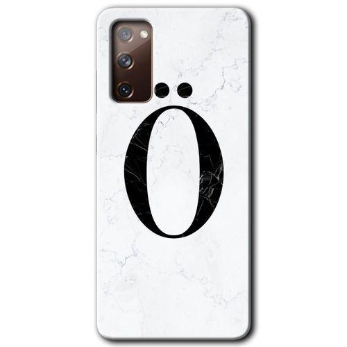 Galaxy S20 FE Kılıf HD Desen Baskılı Arka Kapak - Beyaz Mermer Desenli Ö Harfi + Kırılmaz Cam