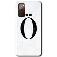 Galaxy S20 FE Kılıf HD Desen Baskılı Arka Kapak - Beyaz Mermer Desenli Ö Harfi + Kırılmaz Cam